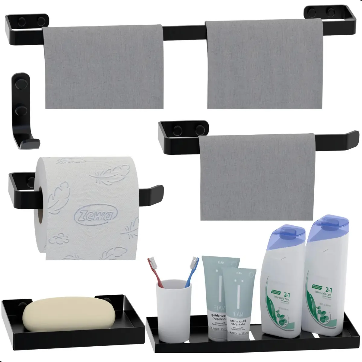 Acessorios Para Lavabo De Luxo 6 Peças Cor Preto