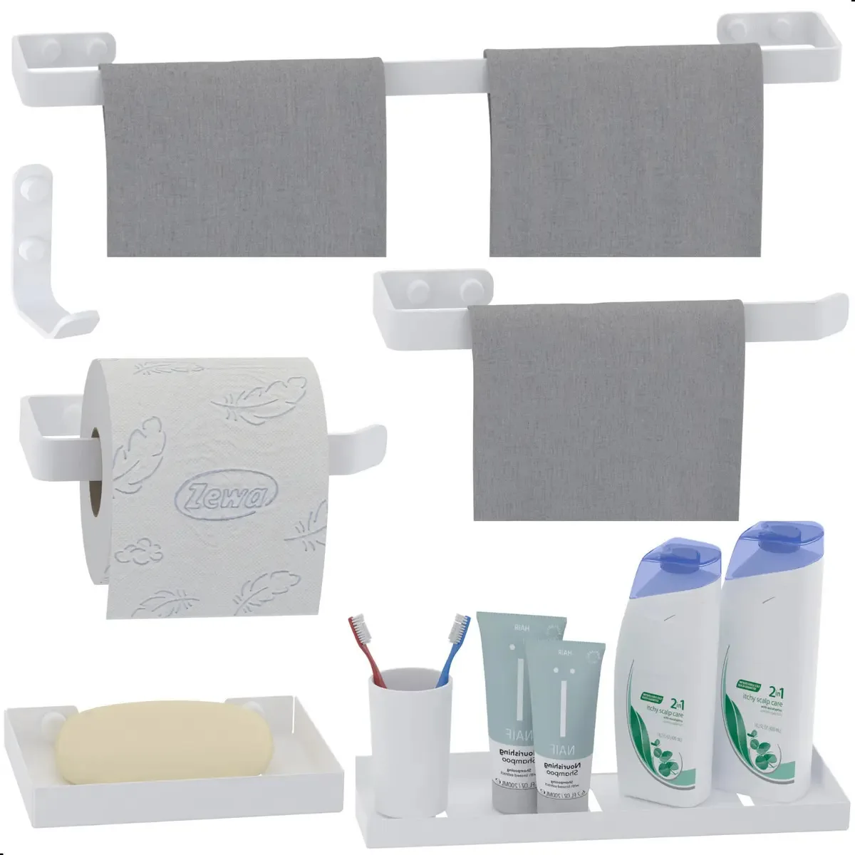 Acessorios Para Lavabo De Luxo 6 Peças Cor Branco