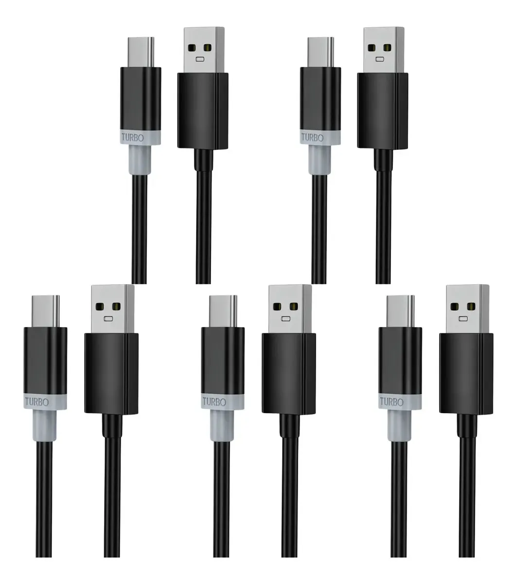 Kit Com 05 Cabos Turbo Usb P/ Tipo C Desempenho Durabilidade