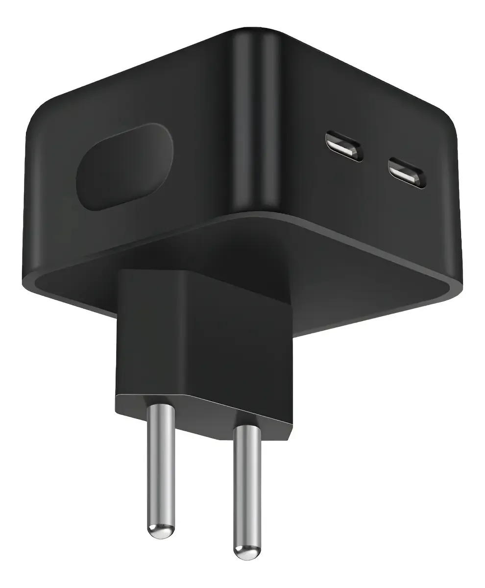 Carregador Fonte Duplo Usb-c 40w Turbo 2 Entradas Pd Bivolt