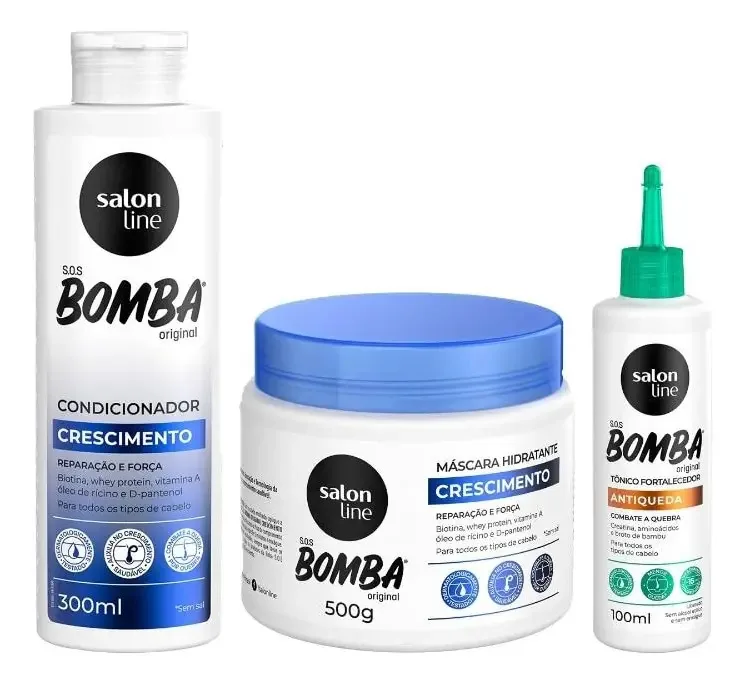 Kit Com Tônico Fortalecedor Máscara Sos Bomba