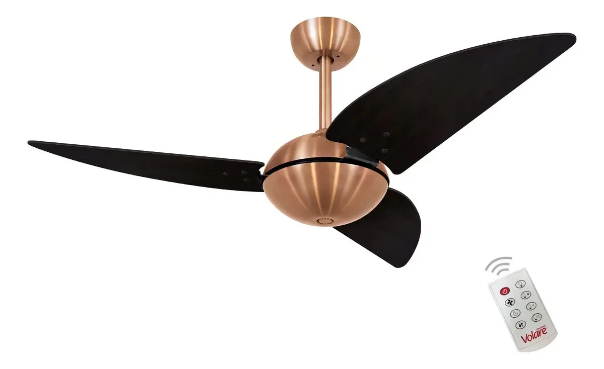 Ventilador Office Clear Tabaco E Controle Remoto Estrutura Cobre Diâmetro 113 Cm