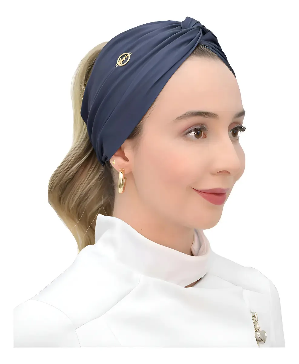 Turbante Jalecos Mania Feminino Adulto Liso Cor Azul-marinho