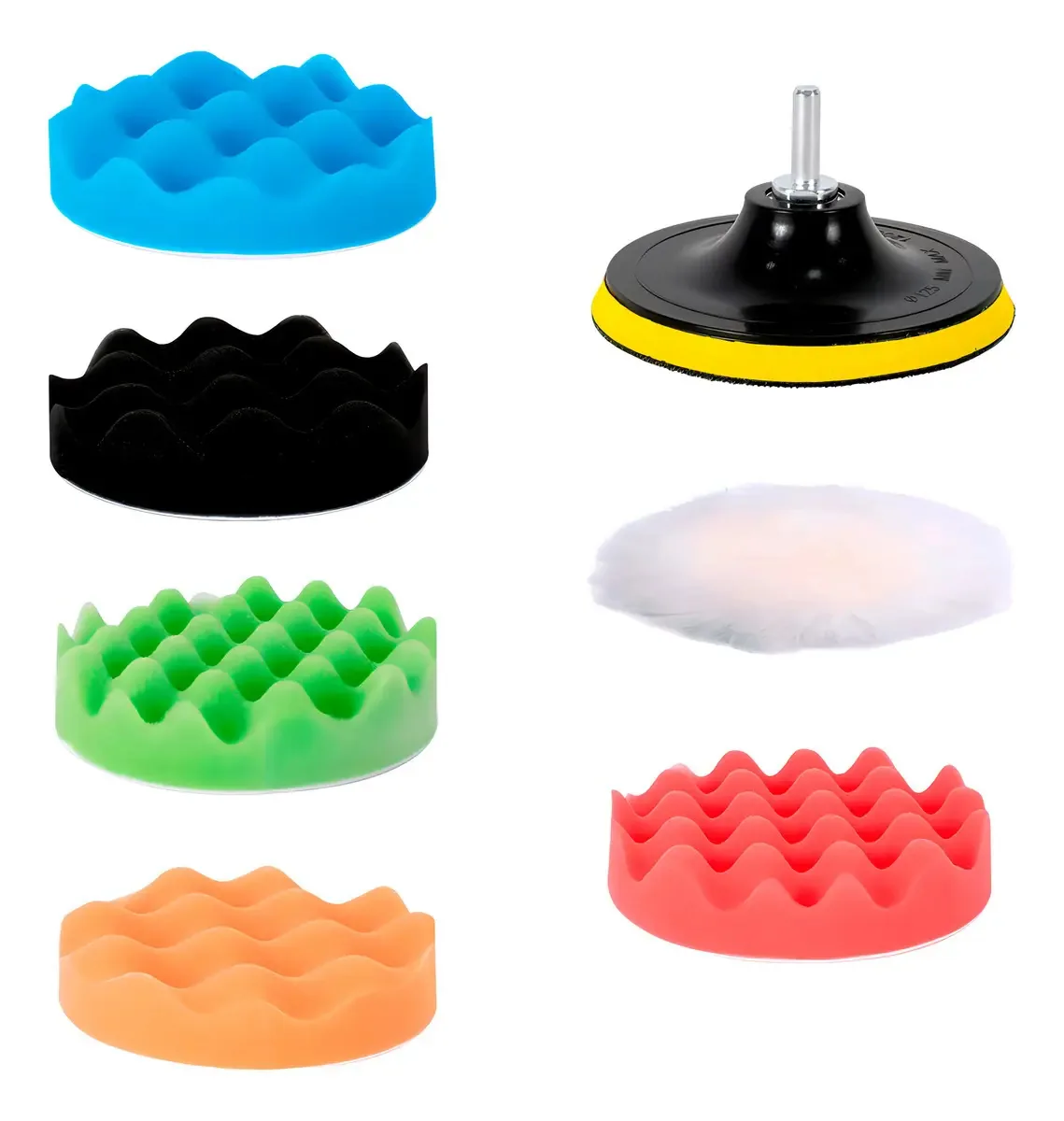 Kit Boinas Esponjas Onduladas 5pol 7 pçs Polimento Automotivo JEX BEP-005