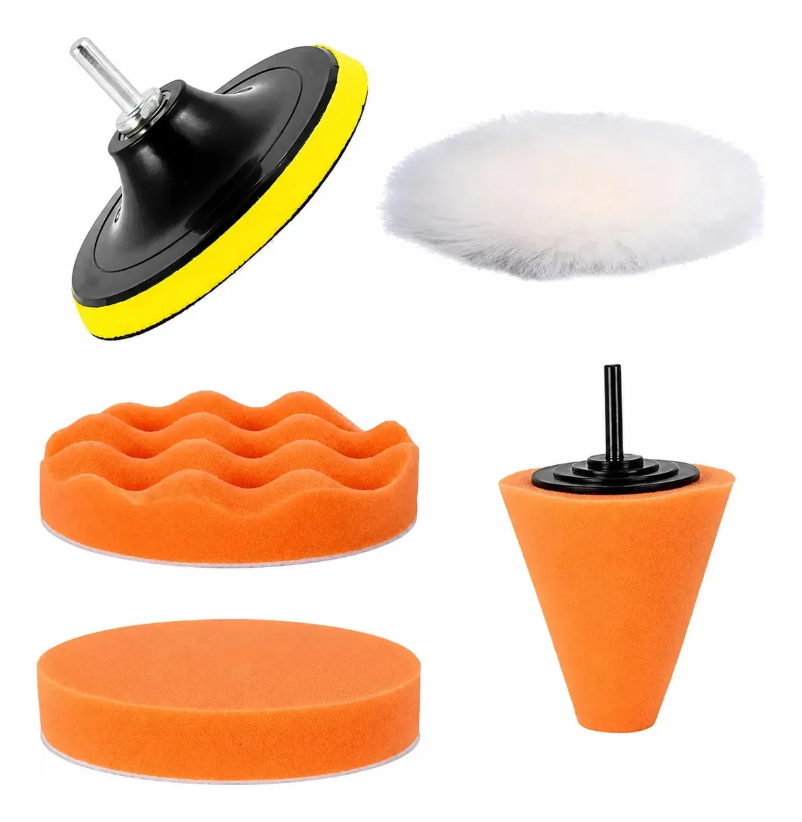 Kit De Boinas E Cone Para Polimento De Roda 5pçs 5polegadas JEX BEC-002