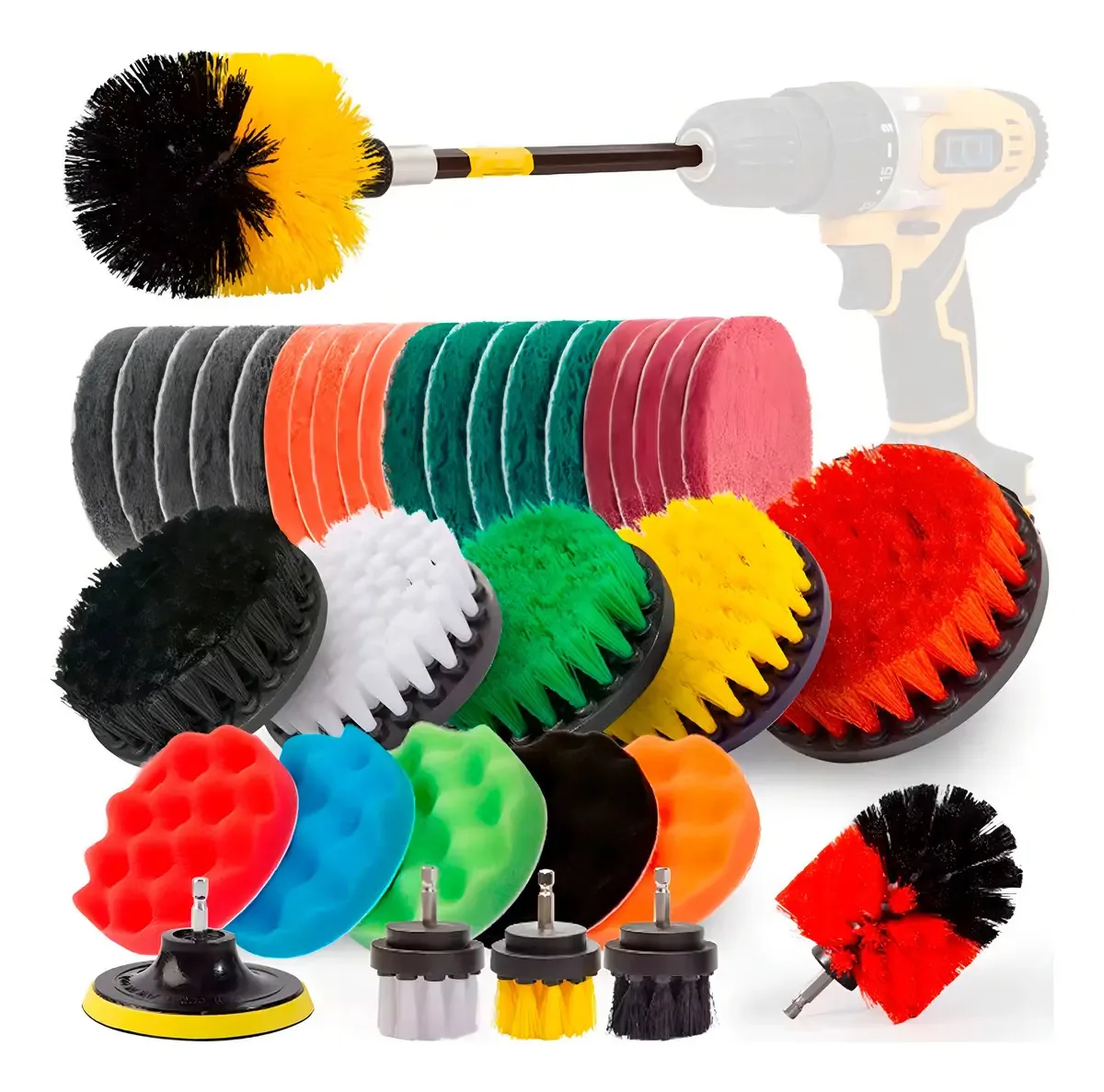 Kit Limpeza Automotiva 37pçs Escovas E Boinas Jex