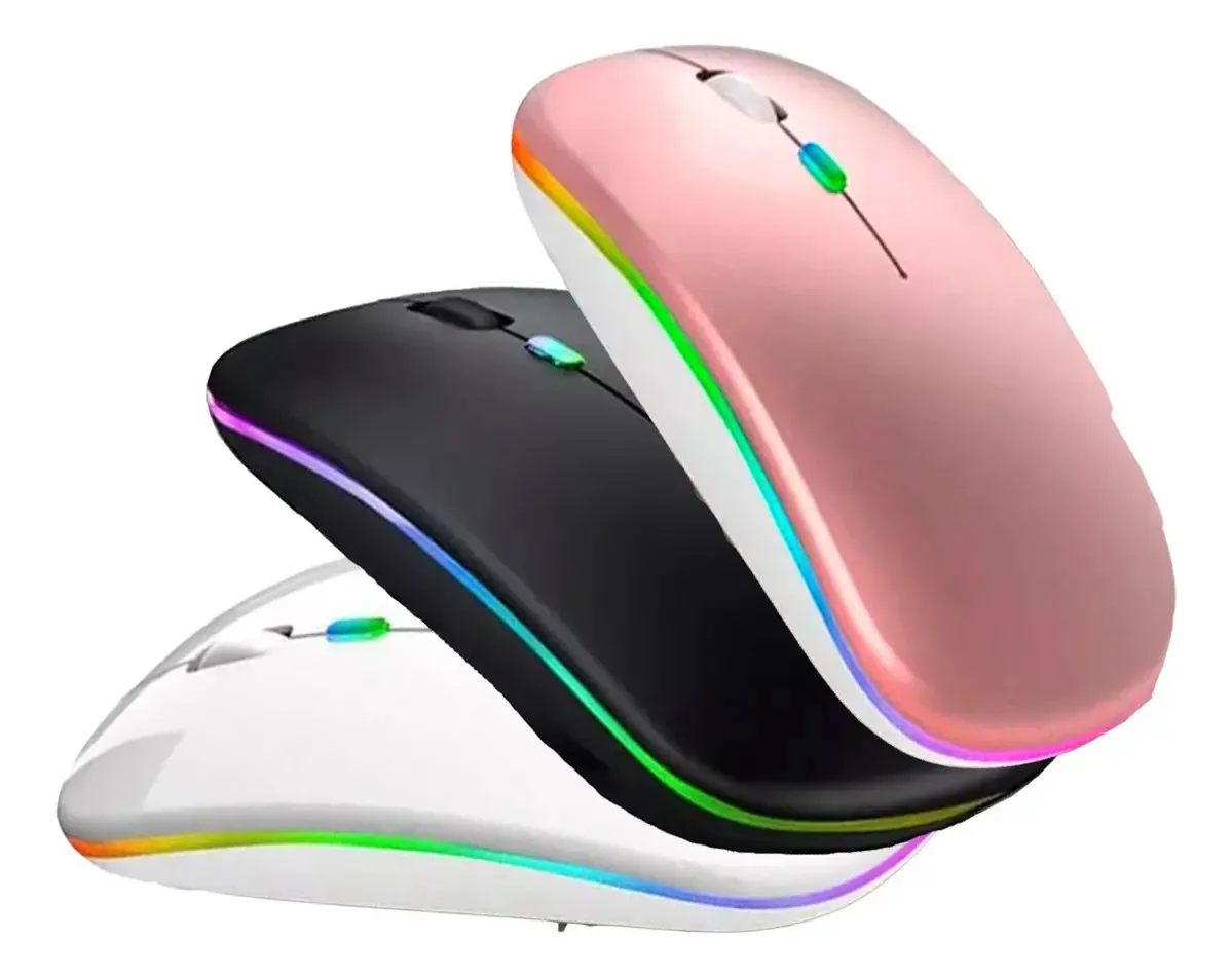 Mouse Sem Fio Bluetooth e Wireless USB Recarregável Wk Waka Cinza-Claro