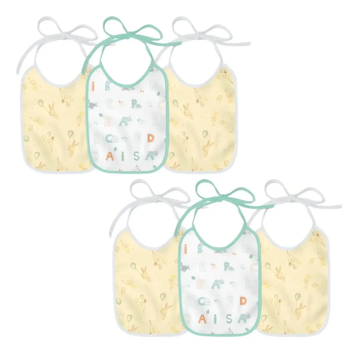 Kit 6 Babadores MBBIMPORTS Felpudo Estampado Ajustável Algodão Bebê 0-24 Meses