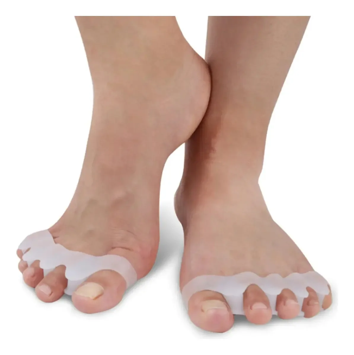 5 Pares Separador Dedos Silicone Kit Protetor P/ Pes E Dedos Branco Neutral