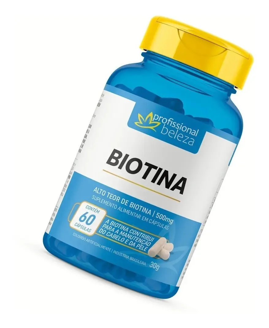 Biotina 500mg Cabelo E Pele Profissional Beleza 60 Cápsulas