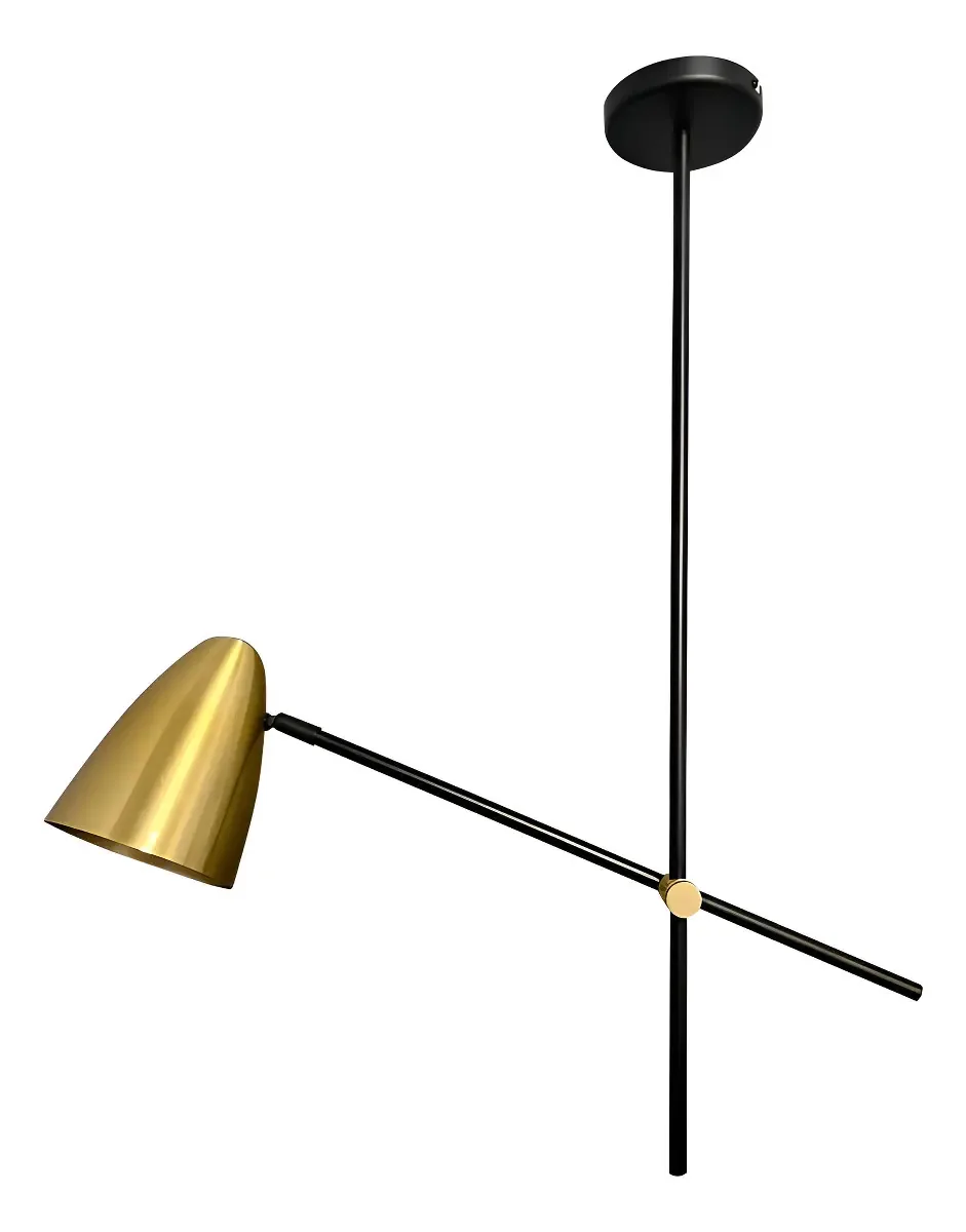 Pendente Teto Soul E27 Preto com Dourado-Lixado Articulável Spot Line