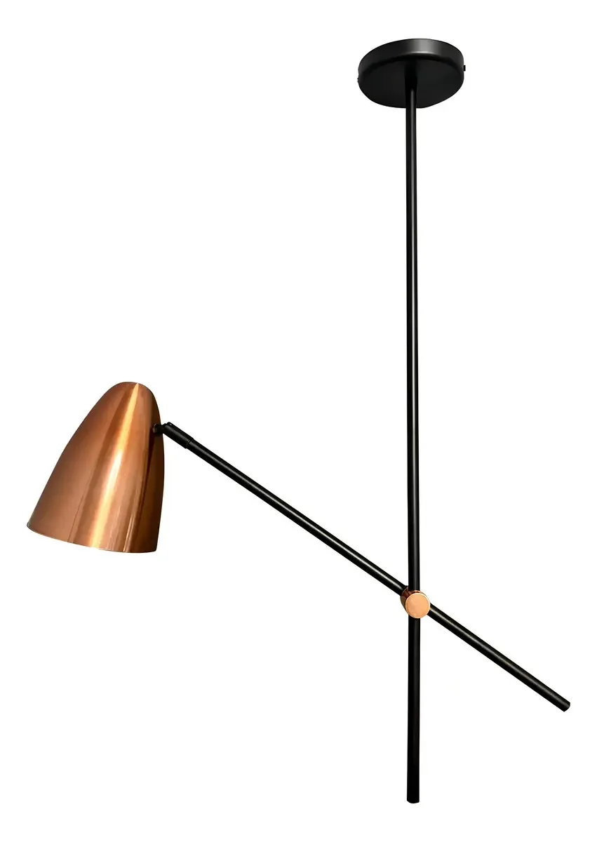 Pendente Teto Sobrepor Soul E27 Articulável Moderno Dourado Cor Preto com Cobre-Lixado