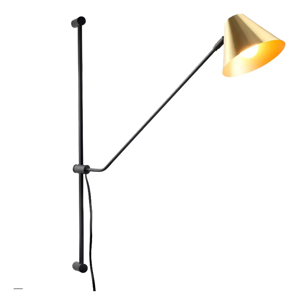 Arandela Articulável Asteca Reka Minimalista Industrial Estrutura Preto Com Dourado-lixado