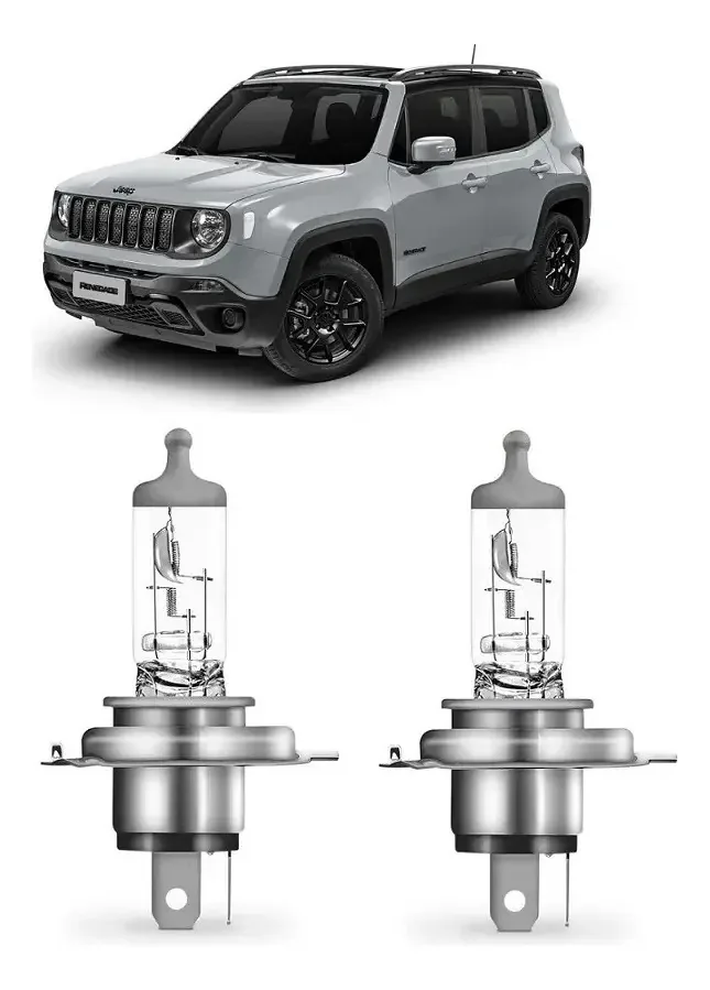 Par Lampada Farol Jeep Renegade 2016 2017 2018 2019 2020 H4