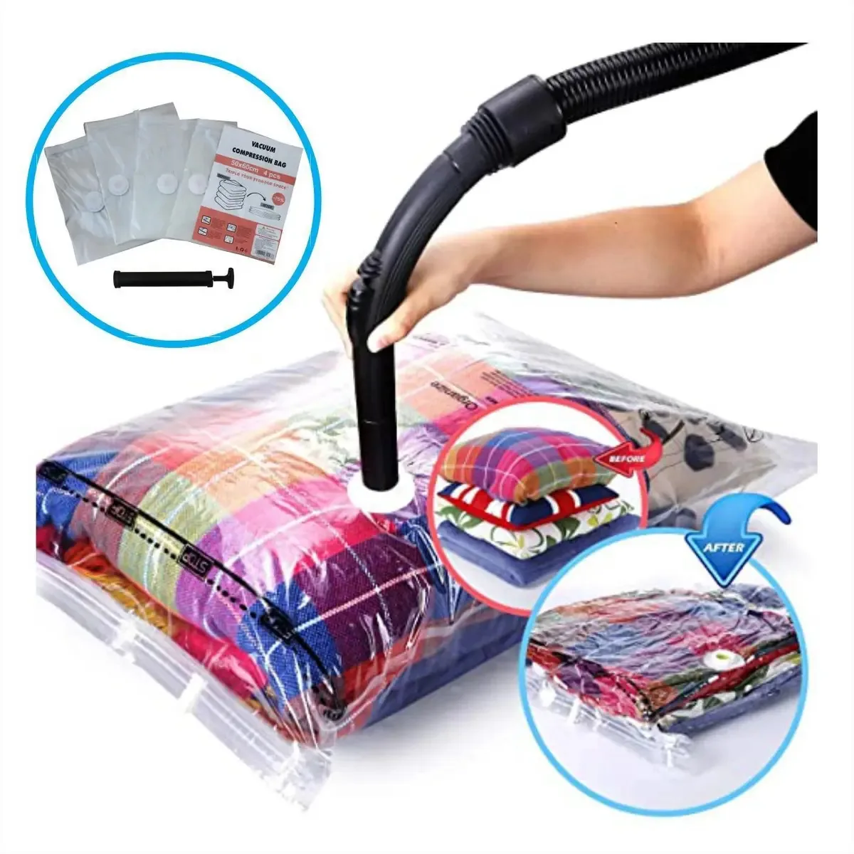 Kit Saco organizador saco á vácuo, Vac Bag + sugador de ar Flashgoods
