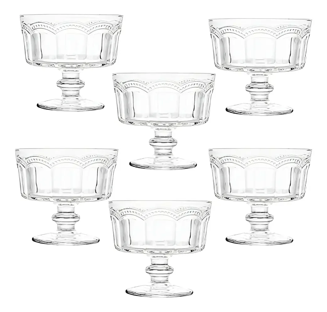Jogo 6 Taças Sobremesa Vidro Flux 250ml Transparente