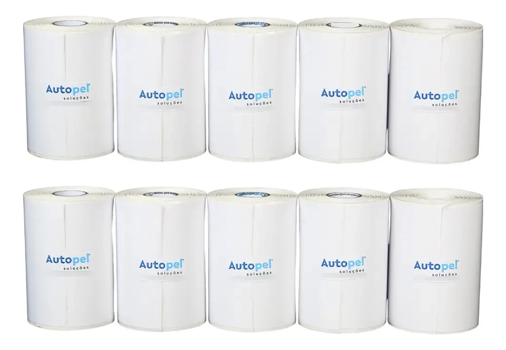10 Rolos Etiqueta Adesiva Térmica 100x150 Serrilhada 1360 Etq – Autopel, Compatível com Impressoras Térmicas