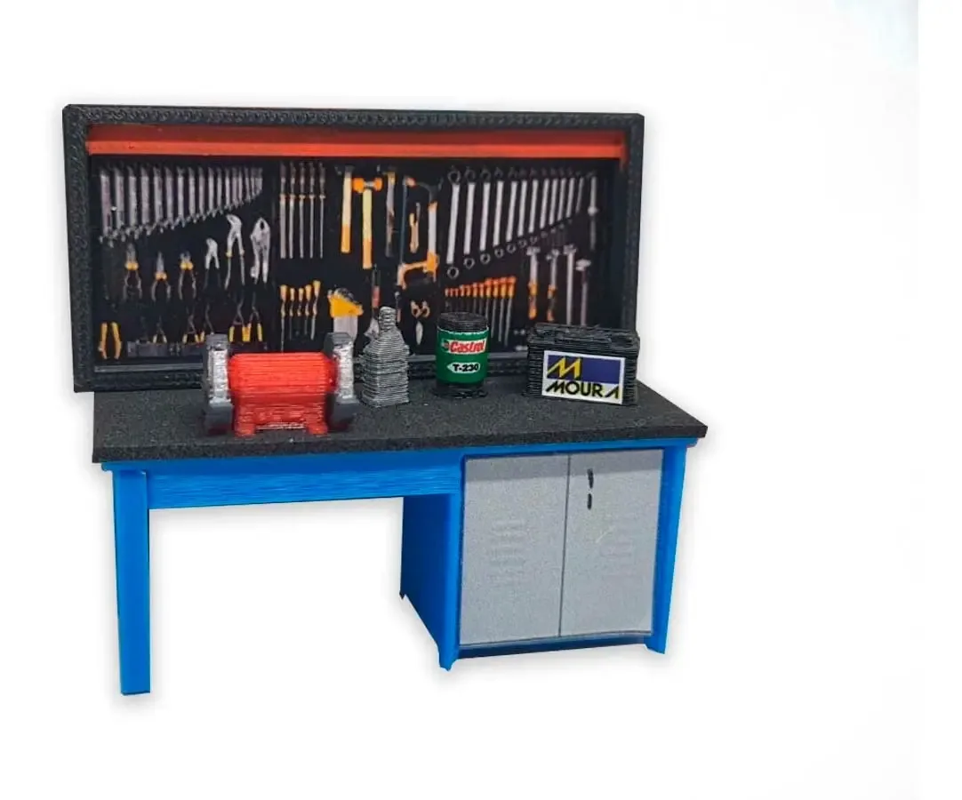 Miniatura Bancada Com Painel - Escala 1:43 - Azul