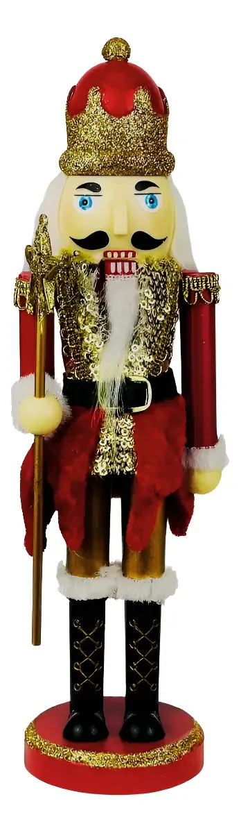 Enfeite Soldado Quebra Nozes Natalino Decoração 28 Cm Cor Vermelho-estrela
