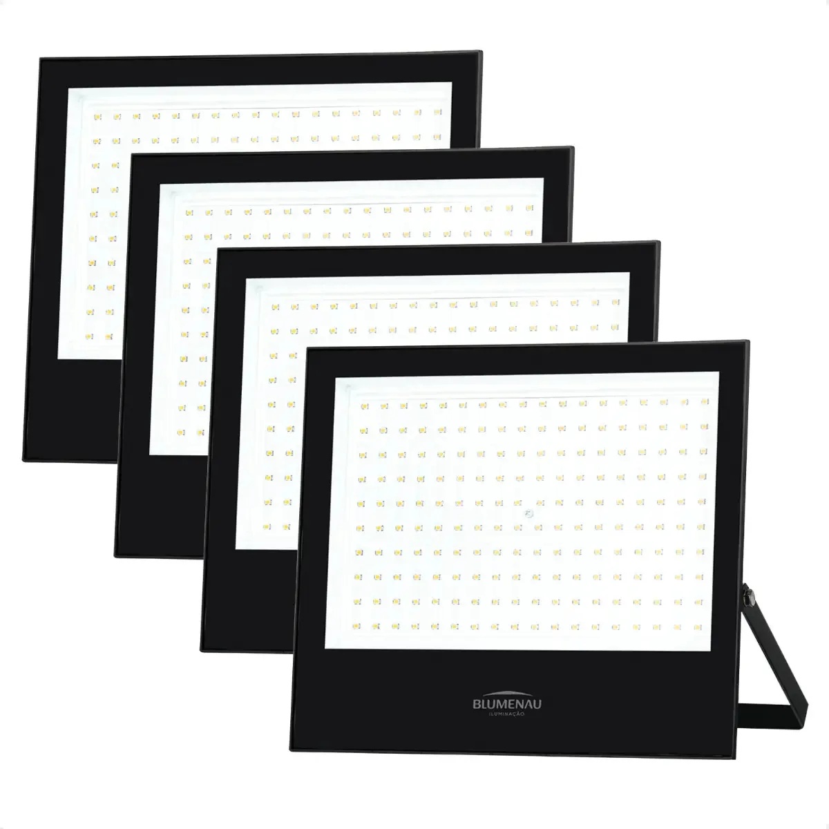 Kit 4 Refletores LED Blumenau 100W IP66 6500K Preto Luz Branco Frio