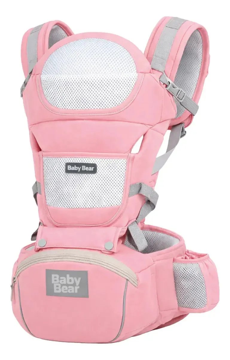 Bolsa Canguru Ergonômico Bebê Mãe Premium, 12 posições, 3 em 1 , Bolsos Frontais e Laterais, Proteção e Segurança