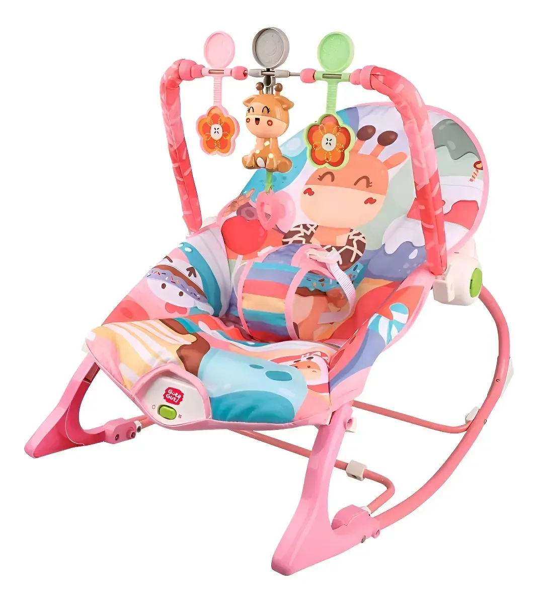 Cadeira De Descanso Musical & Balanço Bebê - Baby Bear Rosa Girafa