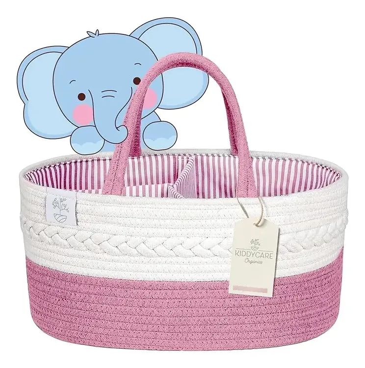 Cesto Para Bebes Porta Fraldas Organizador De Banho Rosa