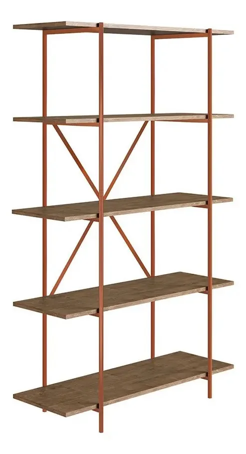 Estante Tube Com 5 Prateleiras Vermont E Cobre Pés Metálico