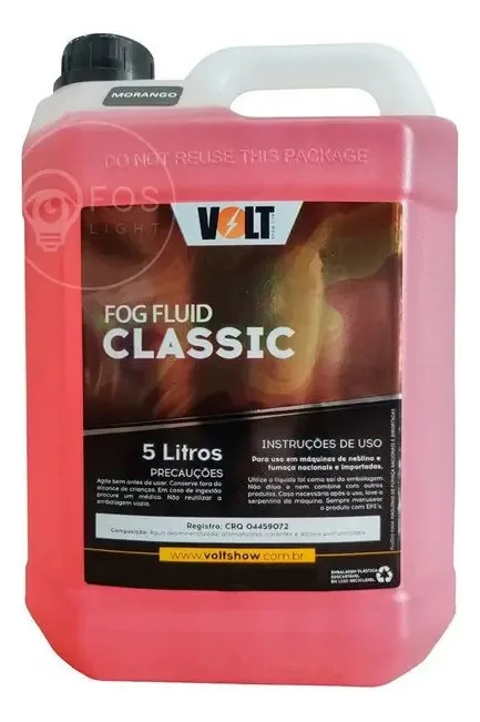 Líquido Volt Classic Morango 5 Litros Maquina De Fumaça Fog