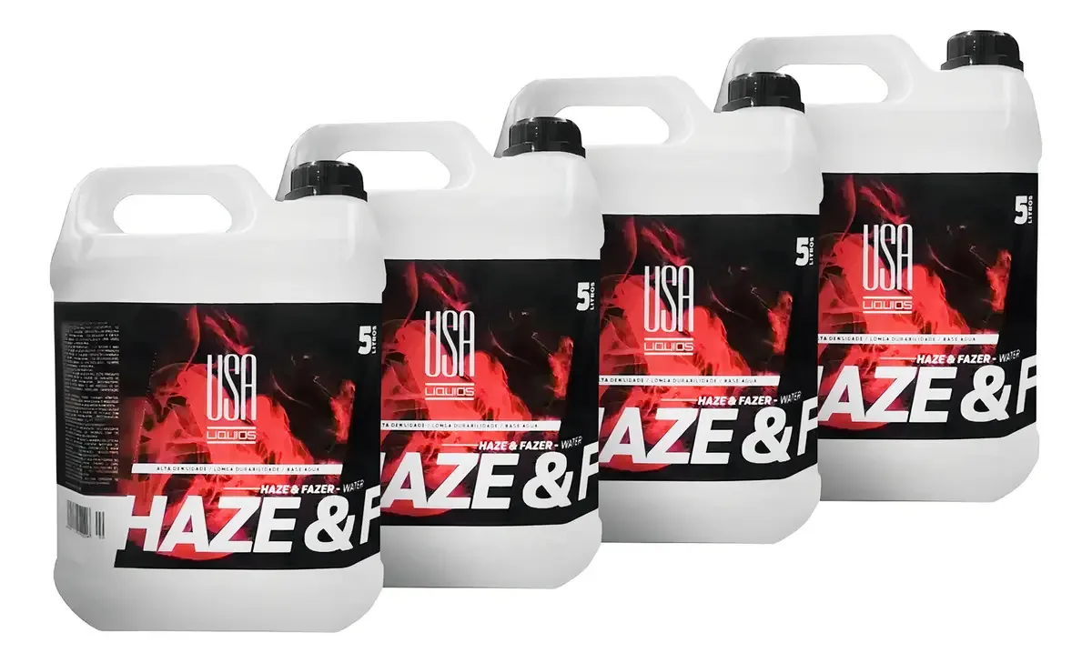 Fumaça Usa Liquids 5L 4x Haze Água Kit 4 Fluído Para Máquina s/ Óleo