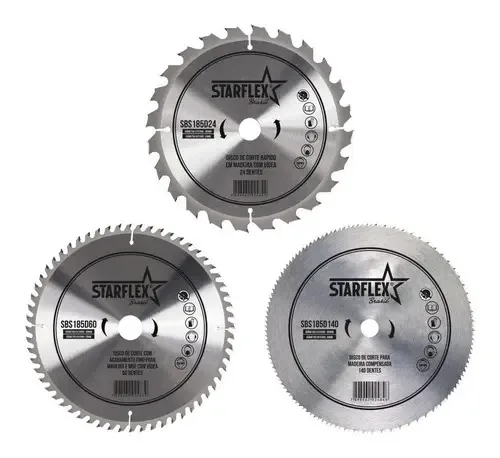 Kit 3 Discos Serra Circular Mdf E Uso Geral Starflex