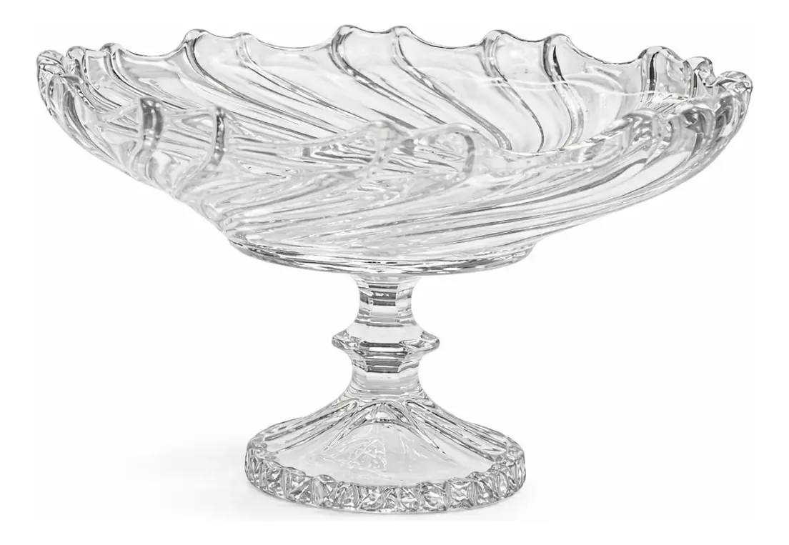Centro De Mesa Twist Com Pé Em Vidro Cor Transparente