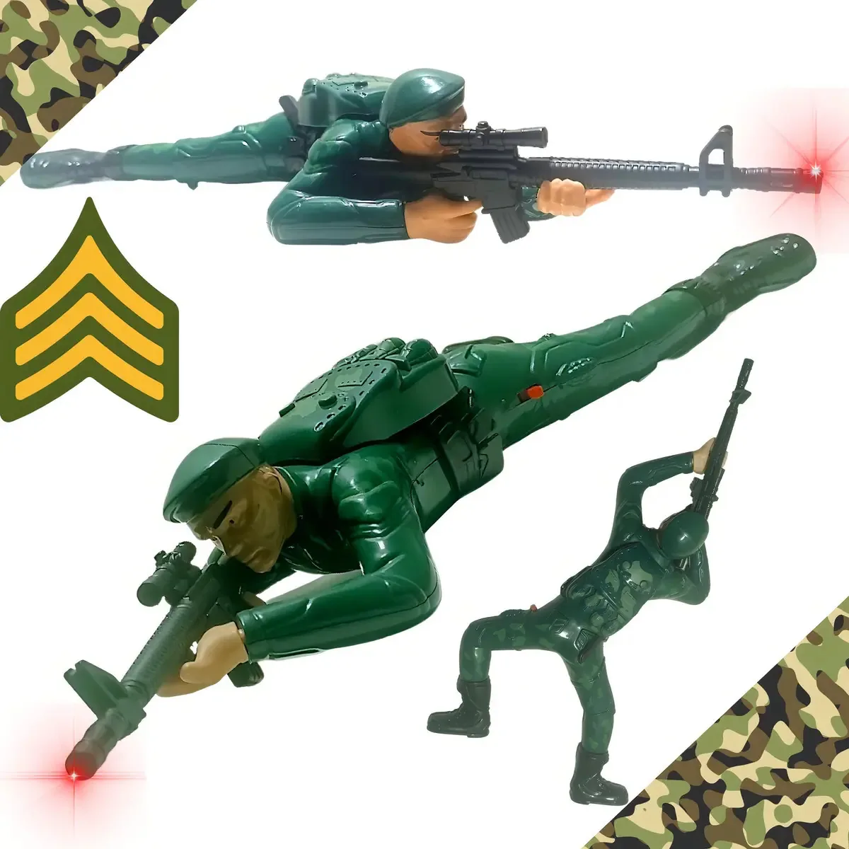 Boneco Soldado Atirador Importad Brinquedo Plástico Verde 30cm