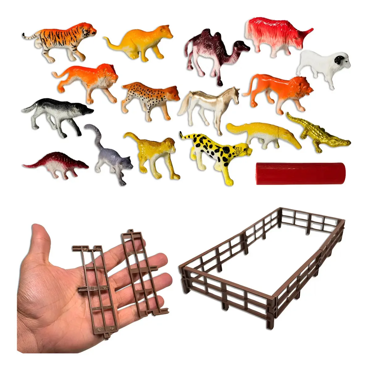 Kit Miniaturas Animais Toy King Safari Fazenda Oceano 14 Figuras