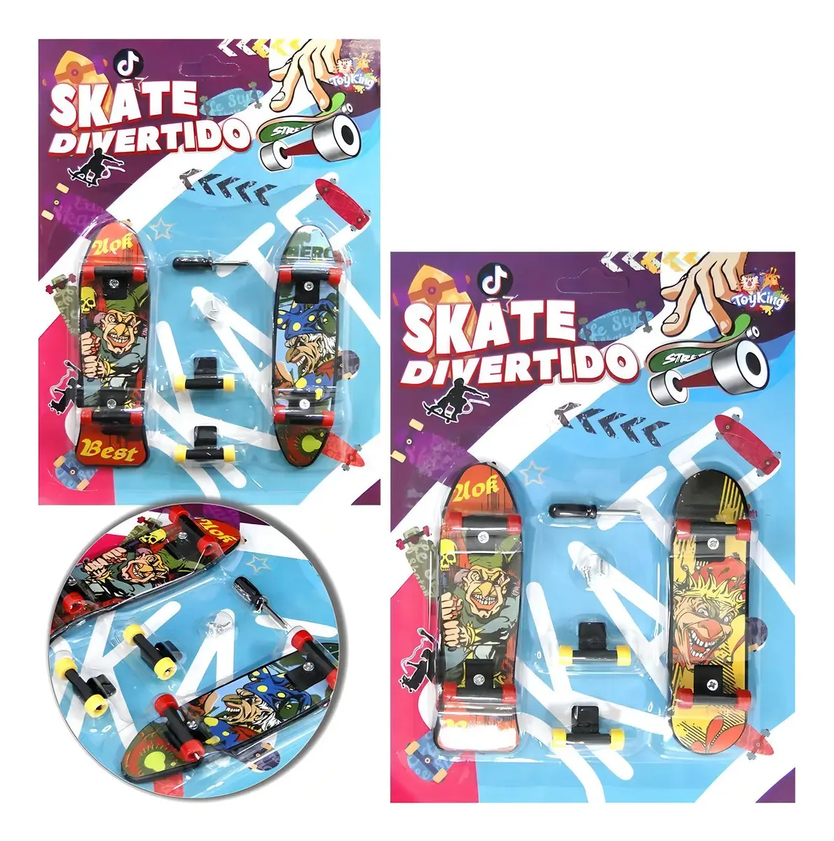Skate De Dedo Mohnish Com Acessórios 7 Peças Plástico 10cm