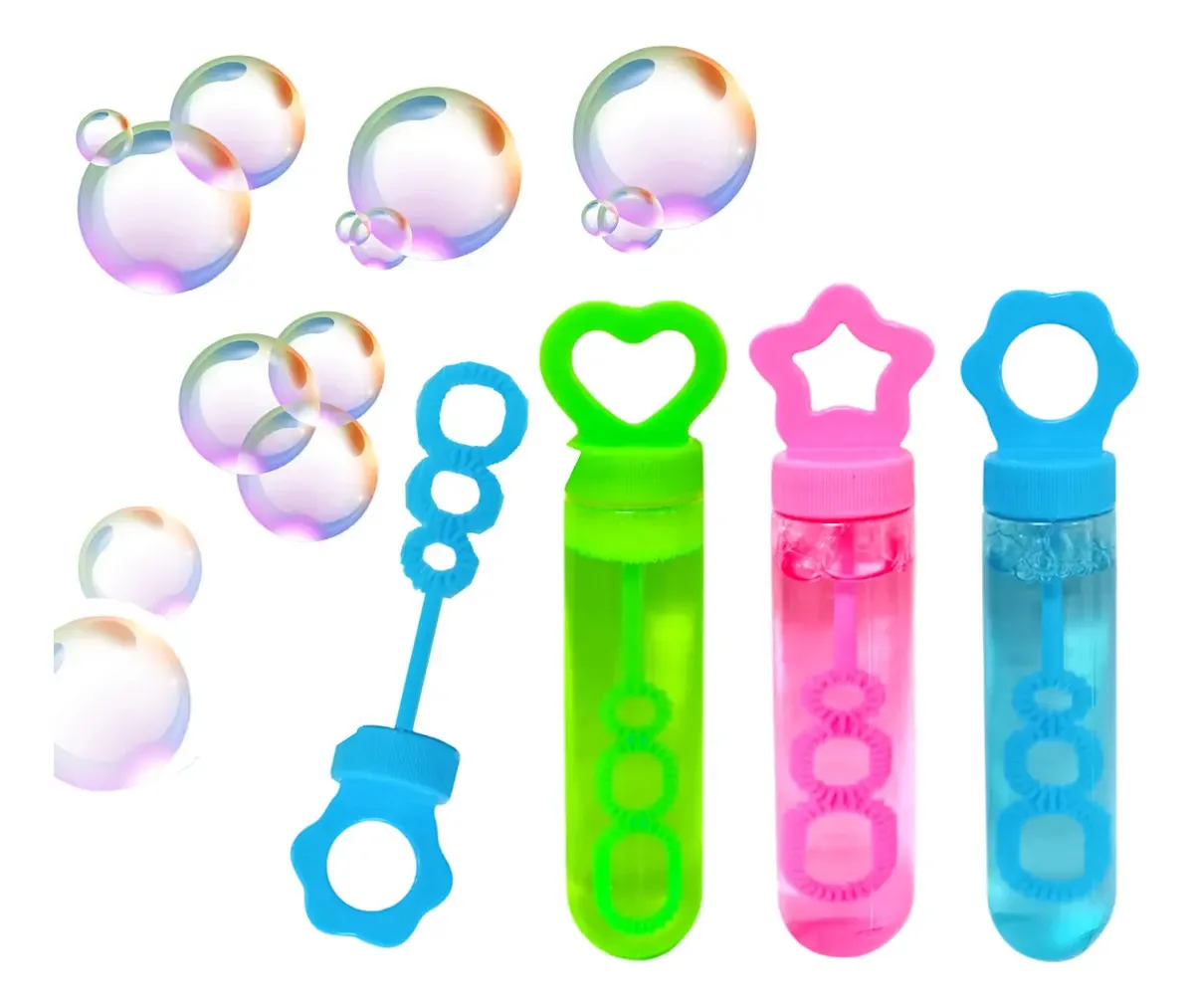 Kit 3 Tubos Faz Bolhas De Sabão Infantil Formas Geométricas