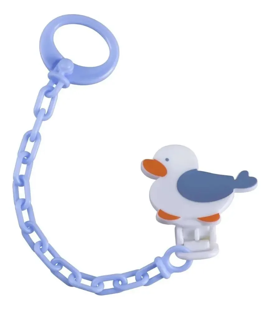 Prendedor De Chupeta Correntinha Passarinho Cor Azul-celeste