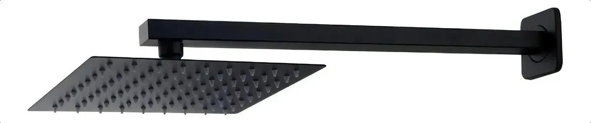 Ducha Chuveiro Quadrado Preto C/ Braço Cano Banheiro Parede Acabamento Pintura Eletrostática