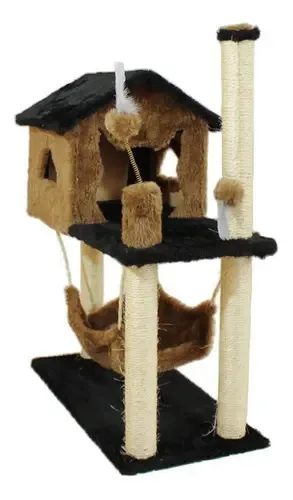 Casa Arranhador Gato Playground Brinquedo Sisal Marrom-claro