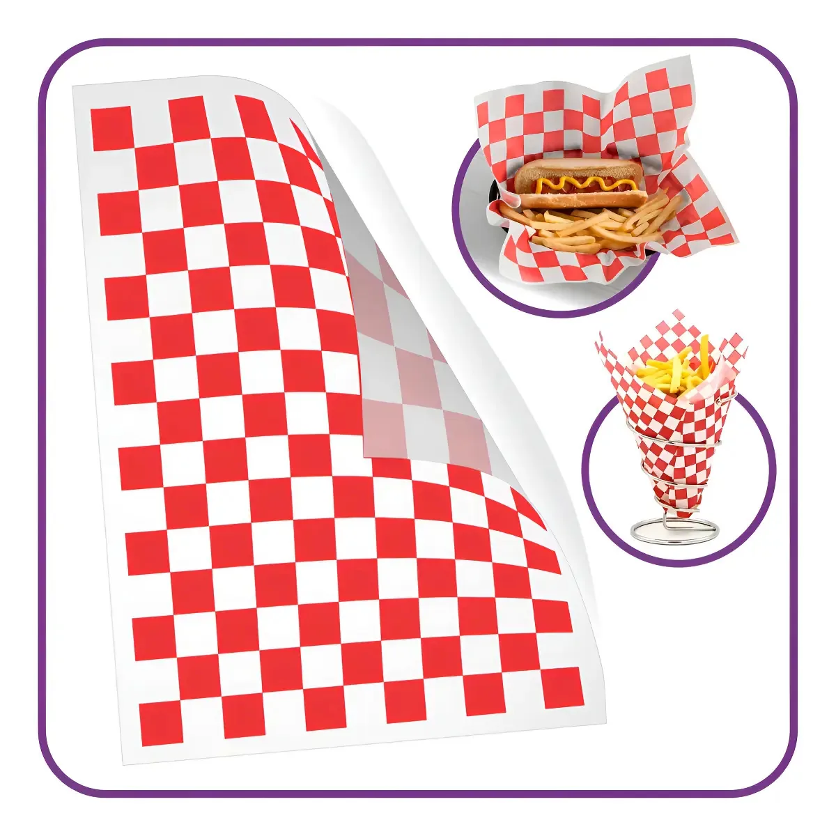 Papel Acoplado - Quadriculado Vermelho - (500 Unidades)