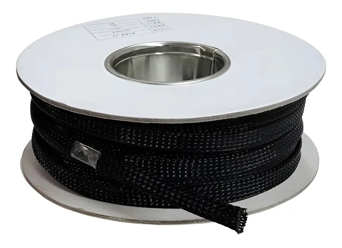 Malha Náutica Expansível Termotubos 3mm Preto Para Cabos Fios Mangueiras