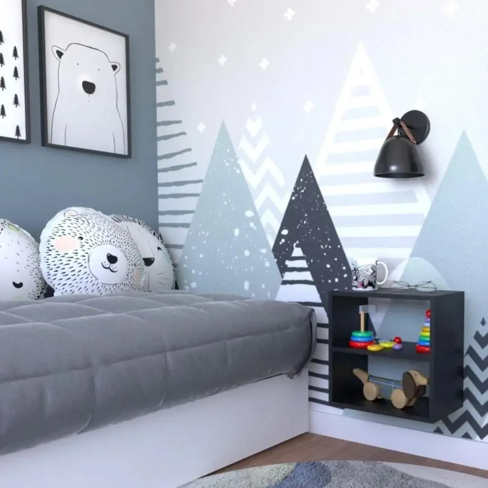 Nicho Com Prateleira Para Quarto Infantil Preto
