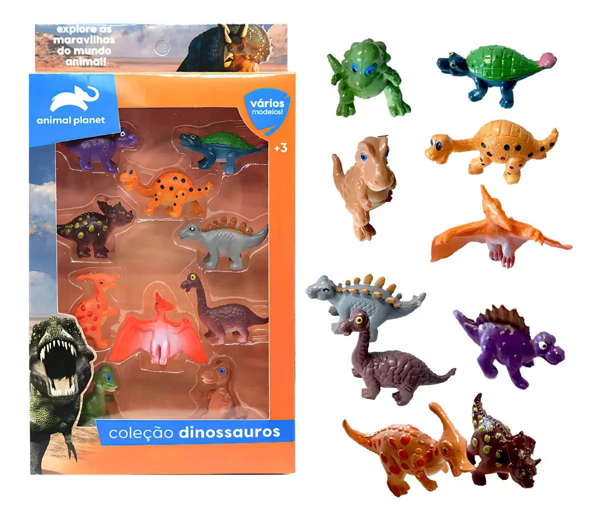 10 Miniaturas Dinossauro Brinquedos Infantil Realistas Animal Planet Ebn Kids