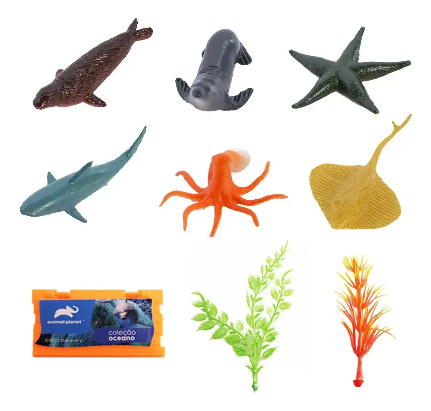 Kit 6 Miniaturas Oceano Fundo Do Mar + 4 Acessórios Sortidos