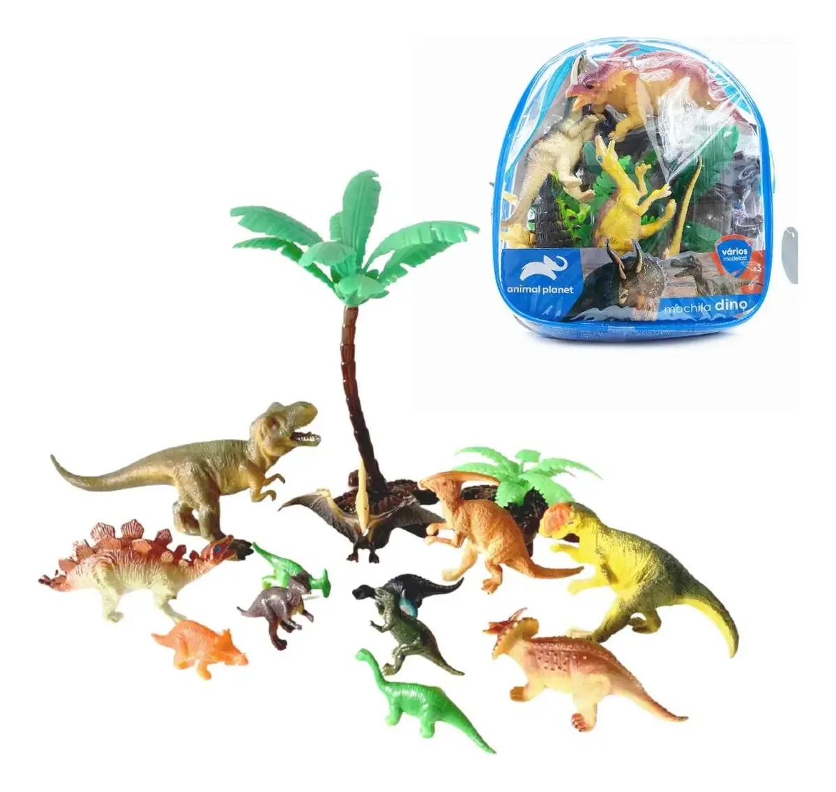 Mochilinha Miniaturas Dinossauros Animais Brinquedo Ebn Kids