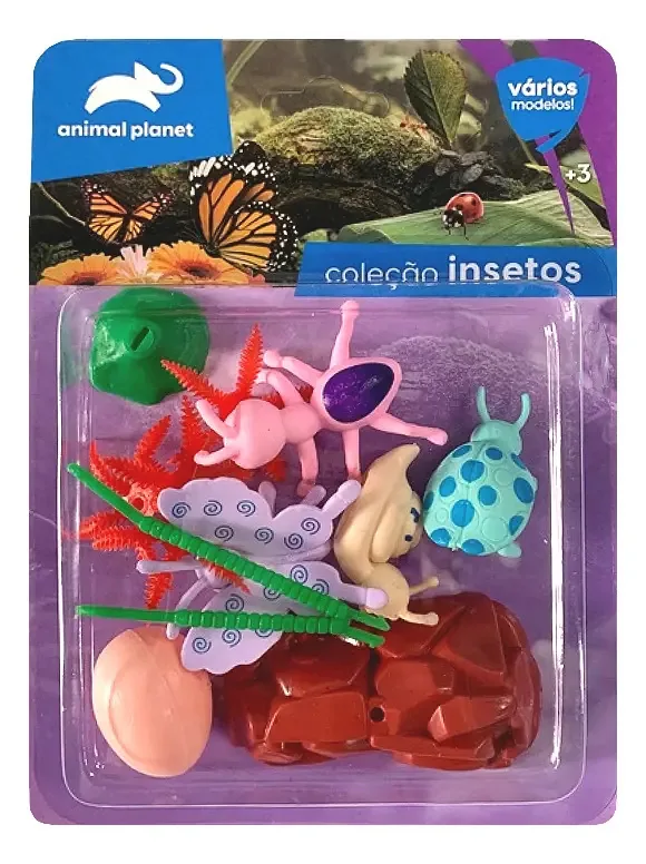 Kit 4 Miniaturas Insetos Brinquedos + 3 Acessórios Sortidos