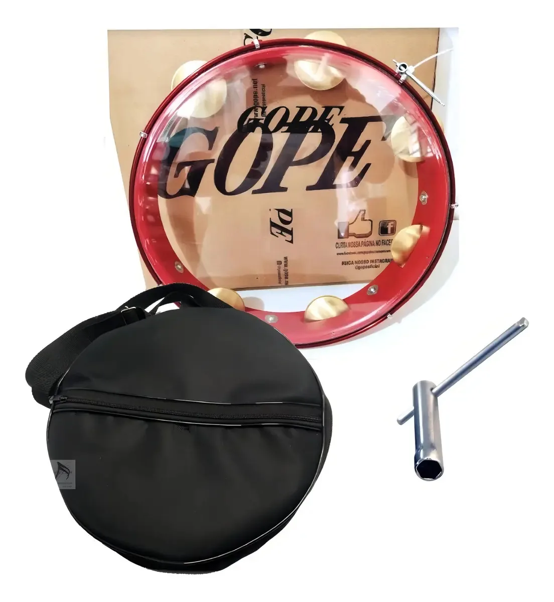 Pandeiro 11 Super Leve Profissional Cor Selfie Cereja - Gope