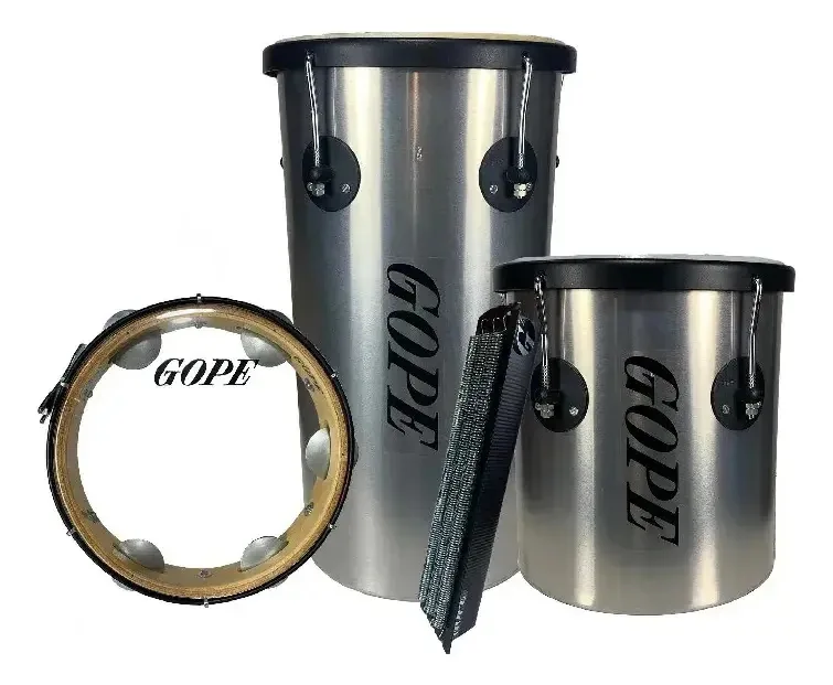 Kit Gope Pandeiro, Rebolo, Repique de Mão e Reco Reco Prateado