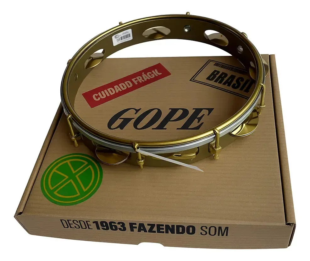 Pandeiro Gope 11 Polegadas Série Ouro Profissional Dourado