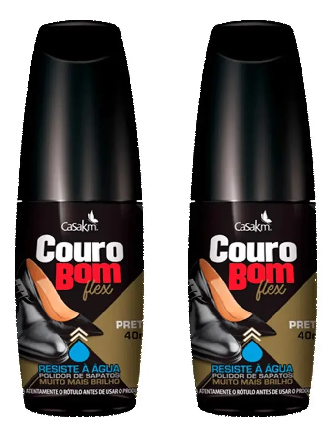 Kit 2 Polidor De Sapatos Couro Bom Flex Preto Resiste À Água